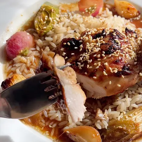 Fermented Soy Bean Roast Chicken & Spring Vegetables