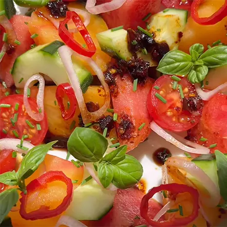 Watermelon Salad with Chilli Vinegar